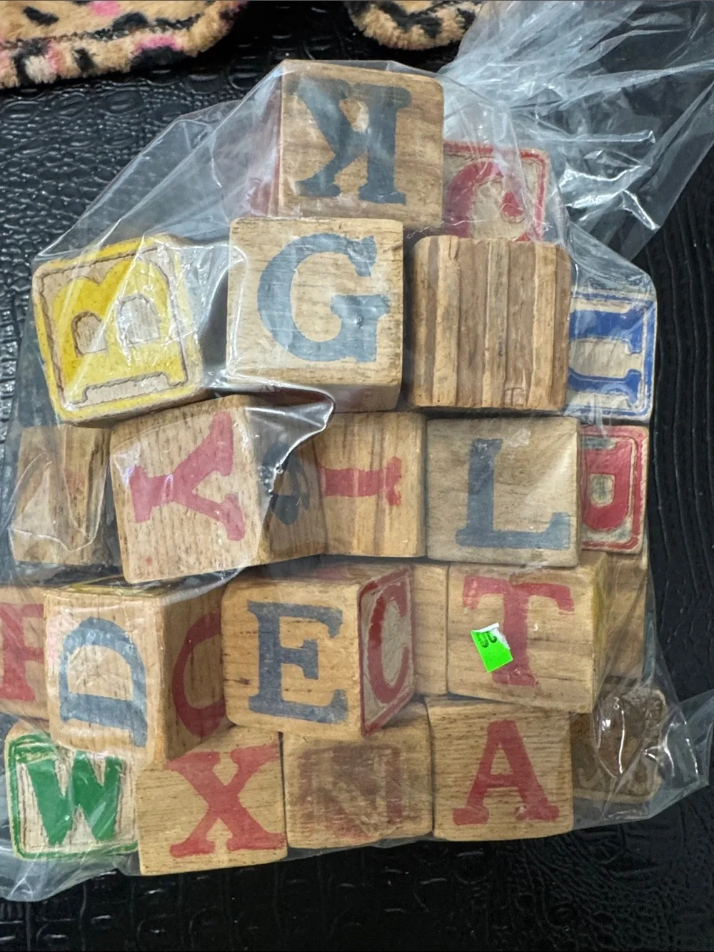 Vintage Wooden Alphabet Blocks - Red Blue Yellow Green